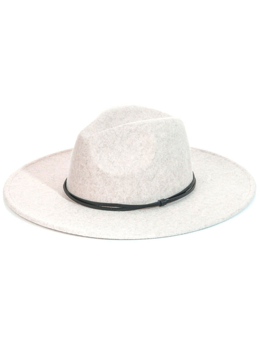 Fall Vibes Beige Leather Trim Hat
