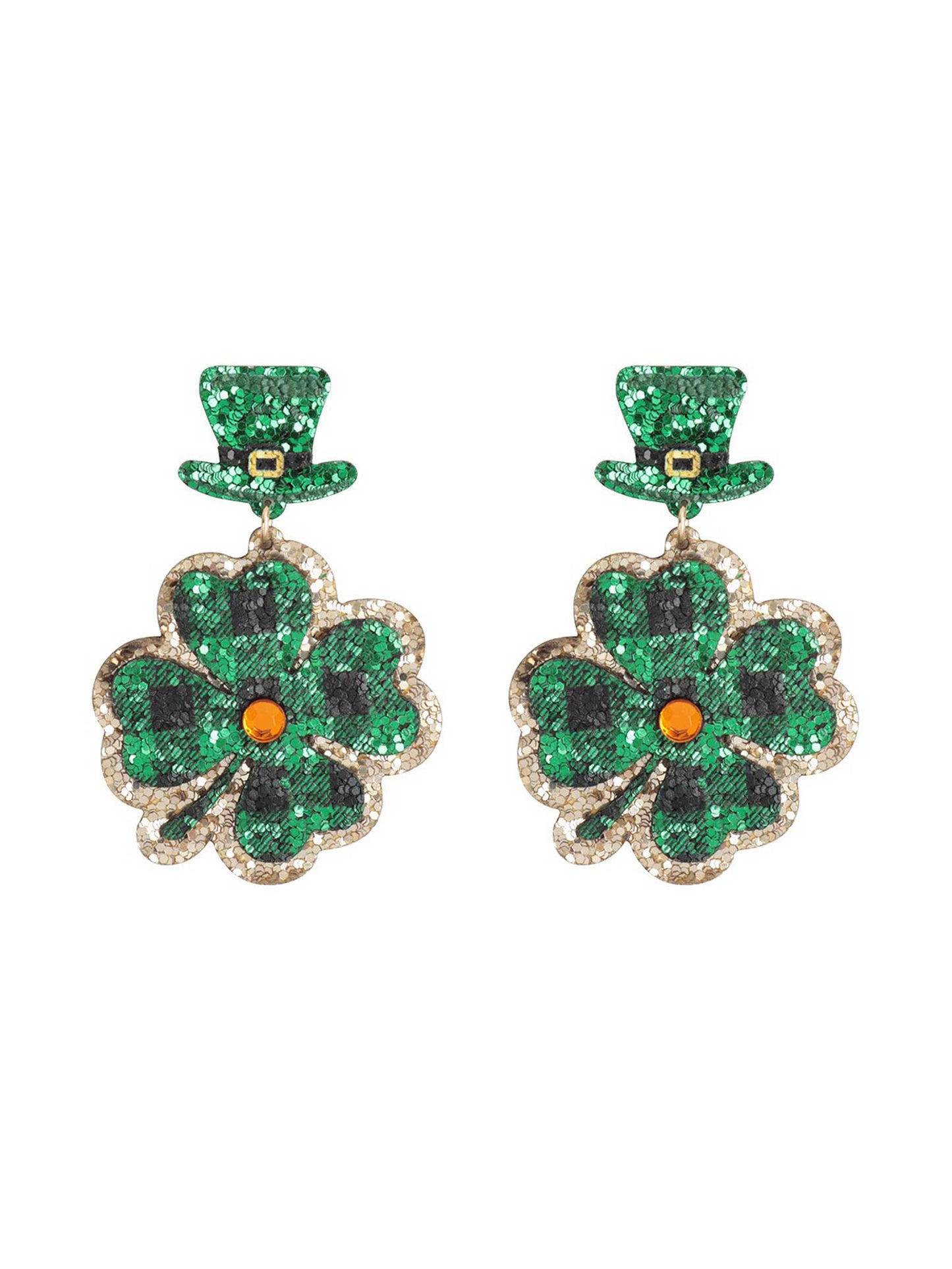 ST. Patrick's Clover Glitter Earrings