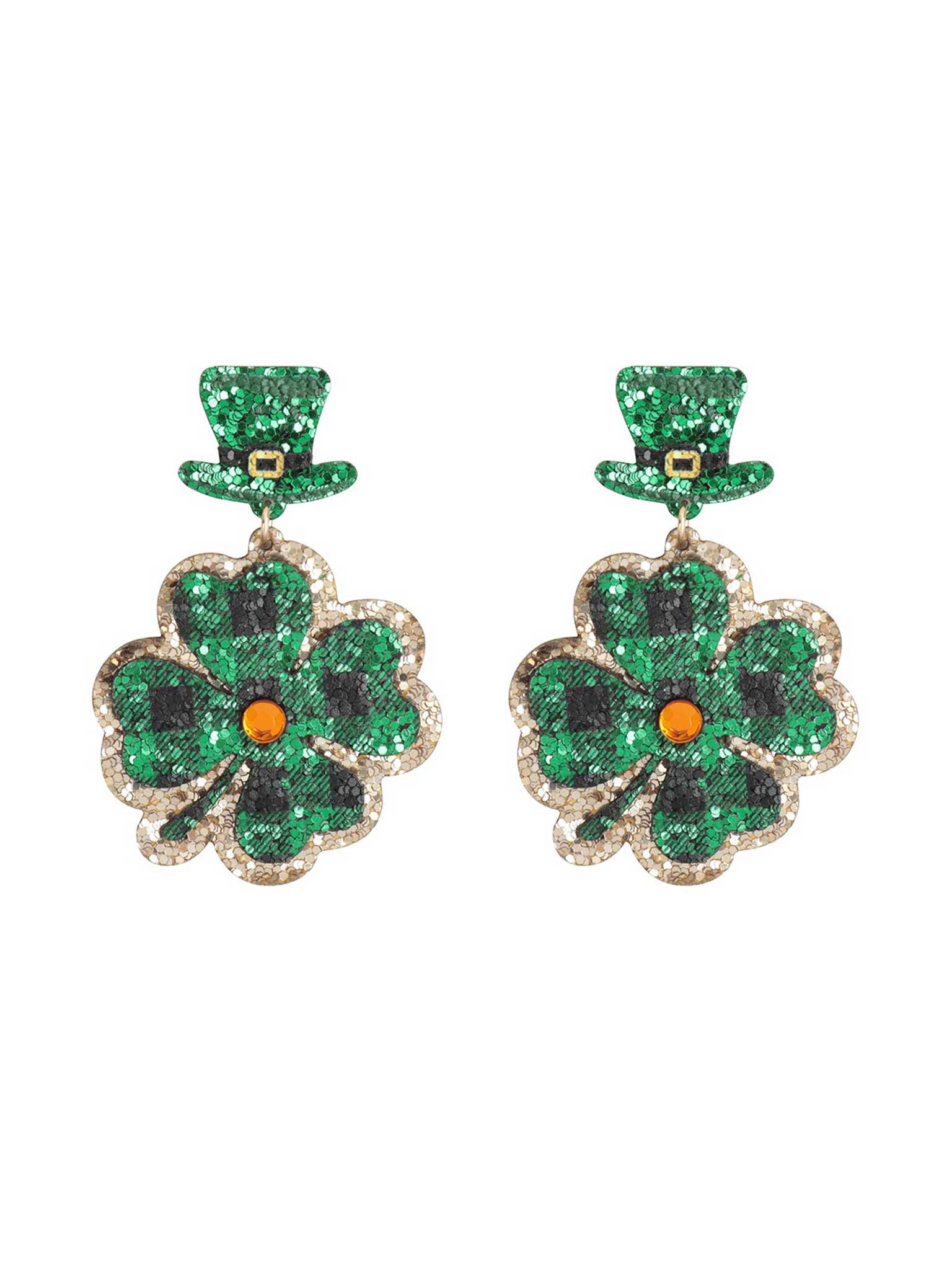 ST. Patrick's Clover Glitter Earrings