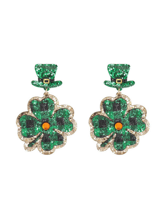 ST. Patrick's Clover Glitter Earrings