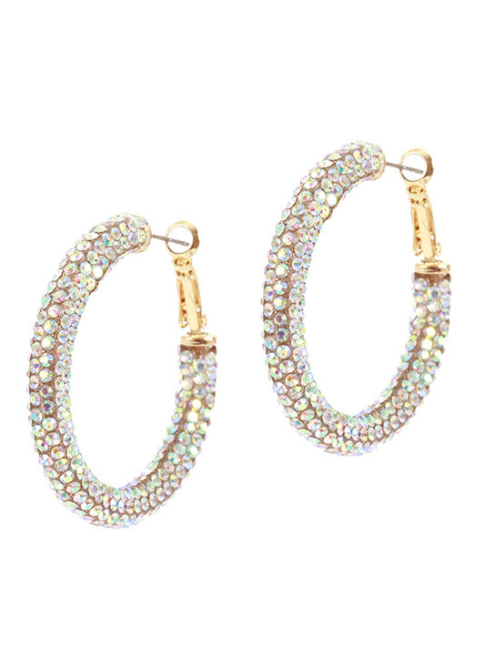 Small Rhinestone Pave Hoop Earrings