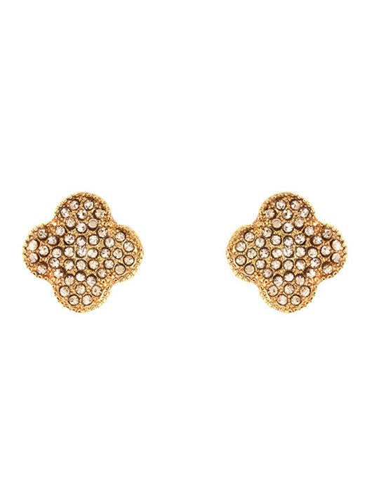15mm Rhinestone Clover Post Earring