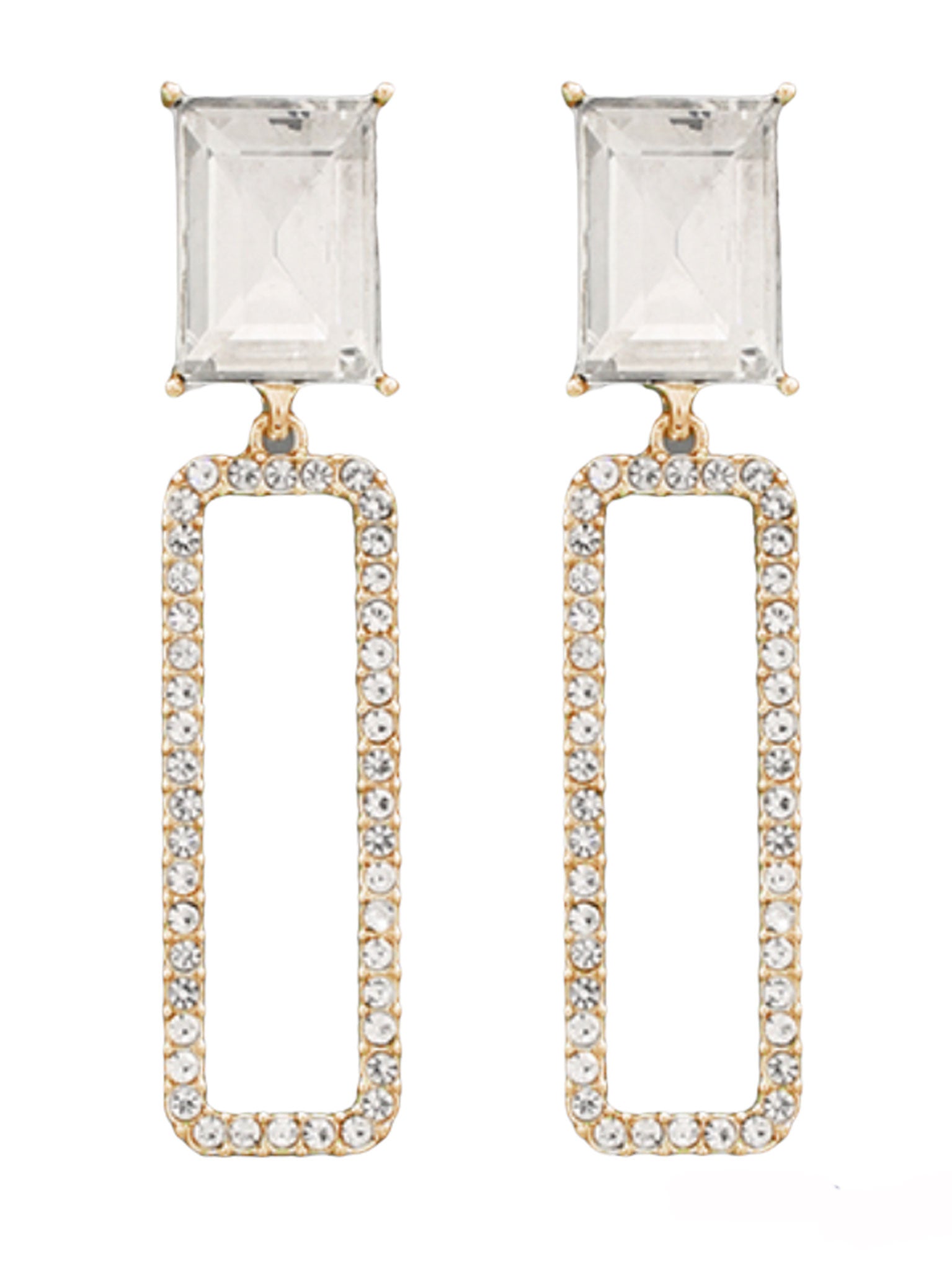 Square Bead & Open Rectangle Earrings