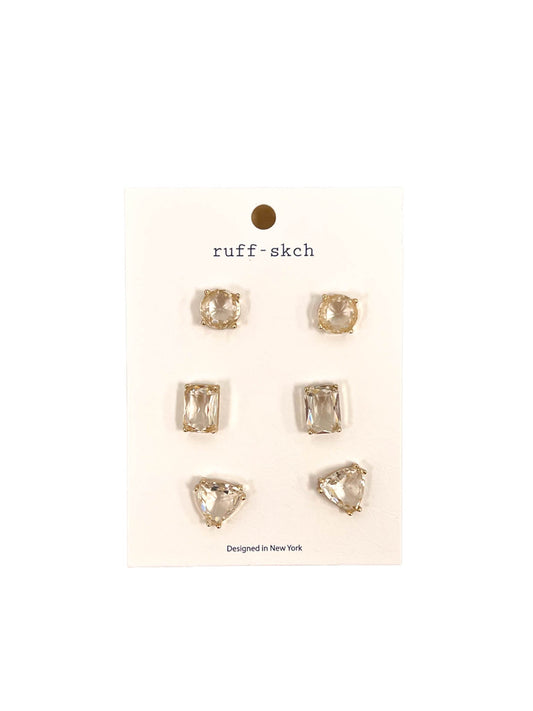 Rhinestone Stud Earring Set