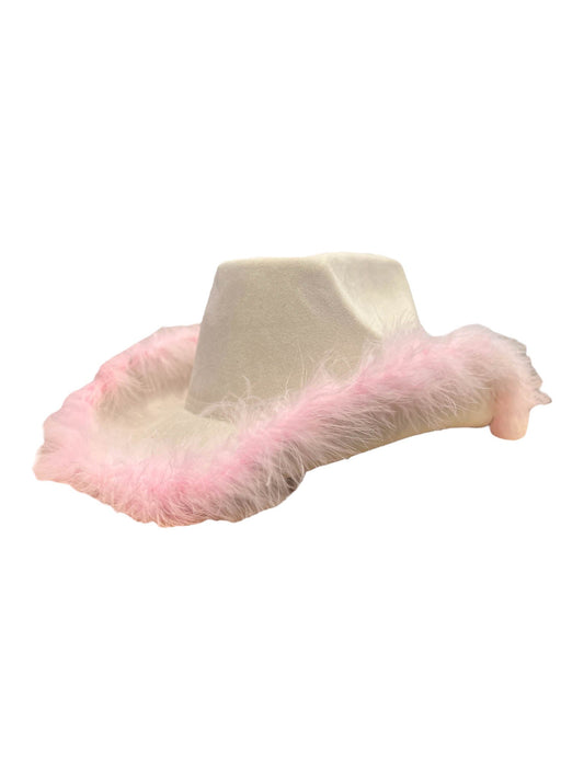 Pink Feather Brim Hat