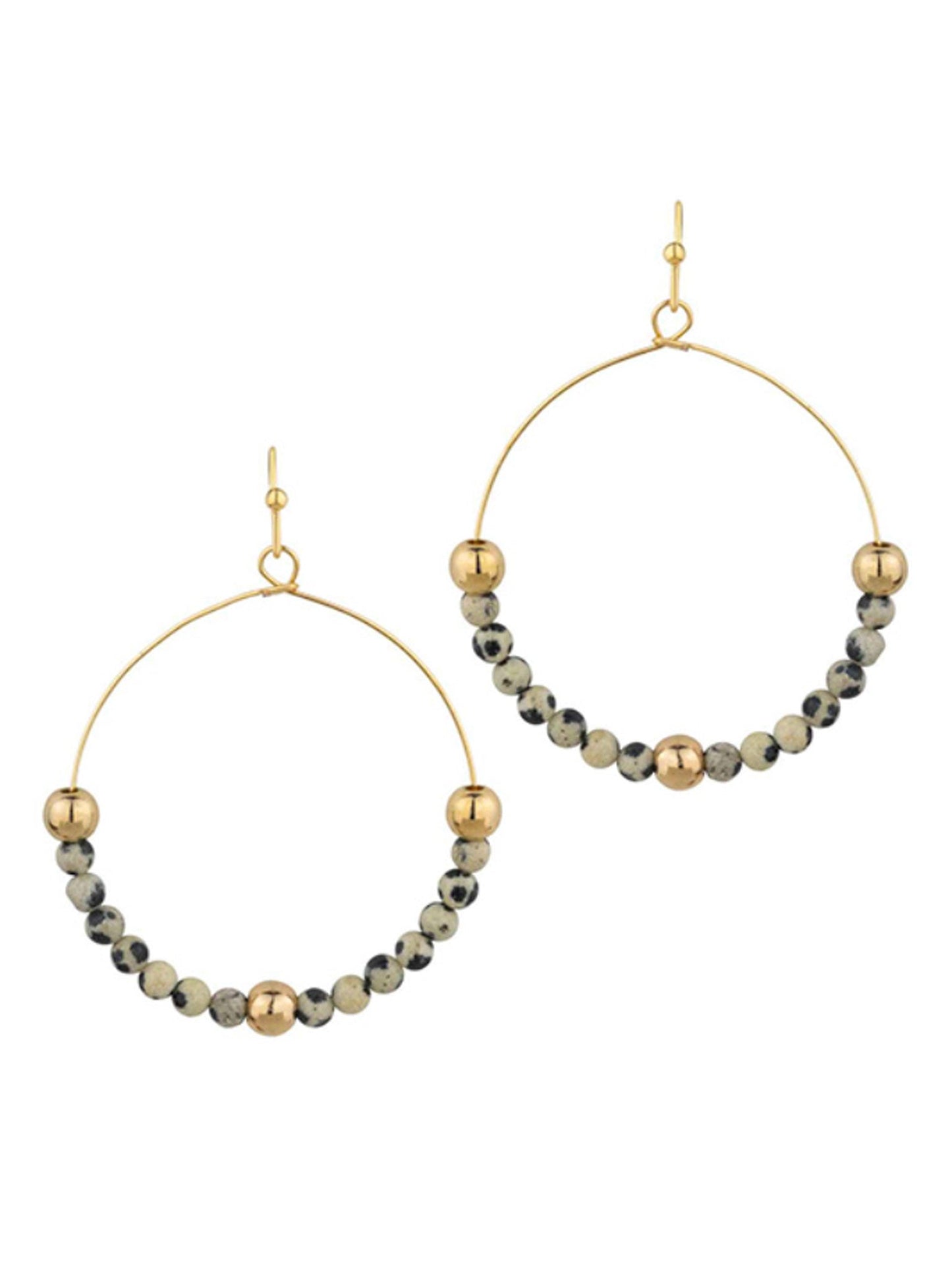 Stone & Metal Ball Earrings