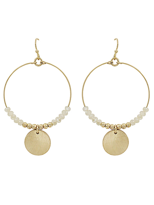 Scratched Disc Circle Earrings