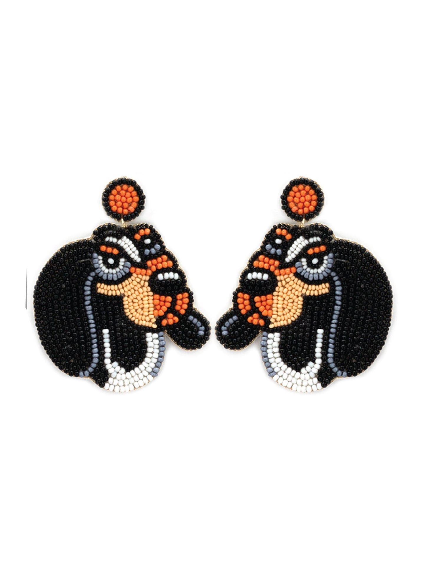 Seed Bead Drop Hound Dog Earrings